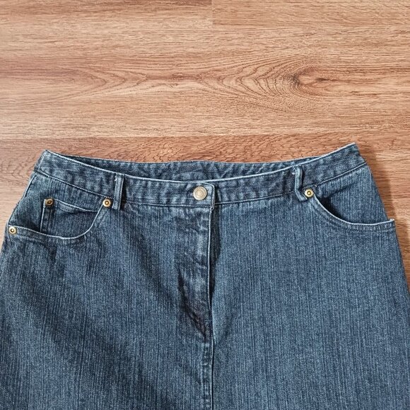 Charter Club Long Denim Maxi Skirt Modest Front Slit Size 10 - Picture 2 of 5